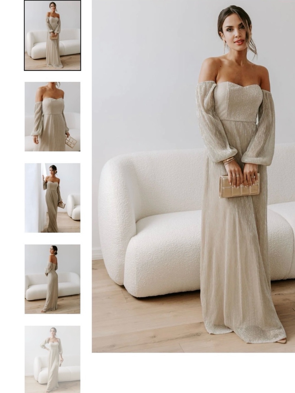 VICI Elegant Off-Shoulder Long Sleeve Dress in Metallic Gold Sz XL Never Worn